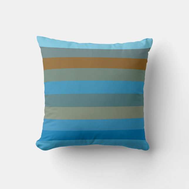  Sky Blue, Rust & Olive STRIPES Kissen (Vorderseite)