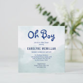 Sky Blue Sage Greenery Botanical Baby Boy Dusche Einladung (Stehend Vorderseite)