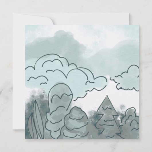 Sky Blue Sage Greenery Botanical Baby Boy Dusche Einladung (Rückseite)