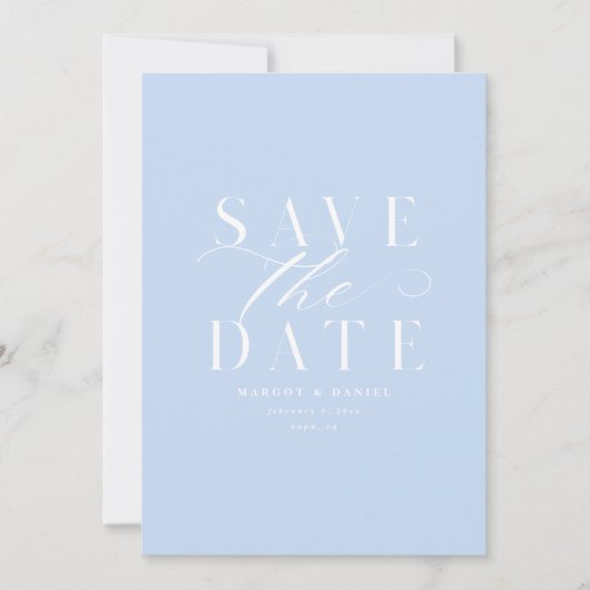 Sky Blue Save the Date ohne Foto QR-Code (Vorderseite)