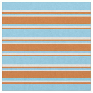 Sky Blue, Schokolade und Beige Streifen Stoff