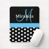 Sky Blue Schwarz-weiß Polka Dot Monogram Mouse Pad Mousepad (Mit Mouse)
