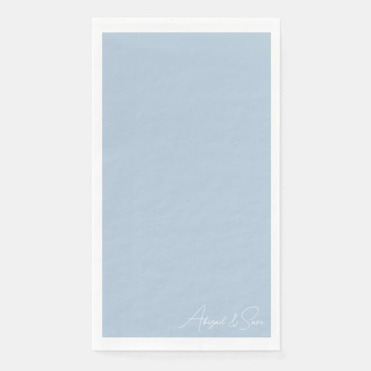 Sky Blue Script Names Wedding Serviette (Vorderseite)