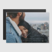 Sky Blue Scripted Hochzeitwechsel Magneteinladung (Vorne/Hinten)