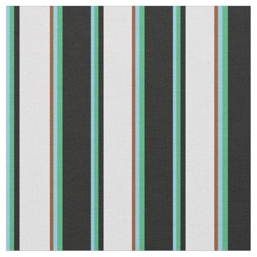 Sky Blue, Sea Green, Black, Lavender & Brown Stoff (Nahaufnahme)