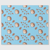 Sky Blue Seamless Wrapping Paper mit Igeln Geschenkpapier (Flach)