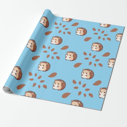 Sky Blue Seamless Wrapping Paper mit Igeln Geschenkpapier (Ungerollt)