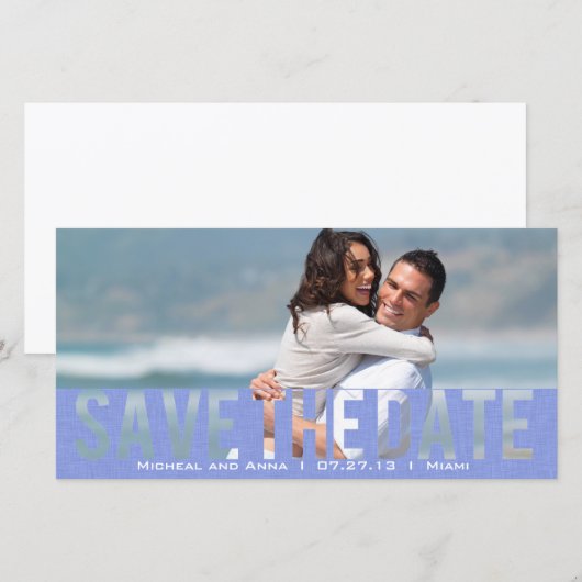 Sky Blue See Through Save the Date Card (Vorne/Hinten)