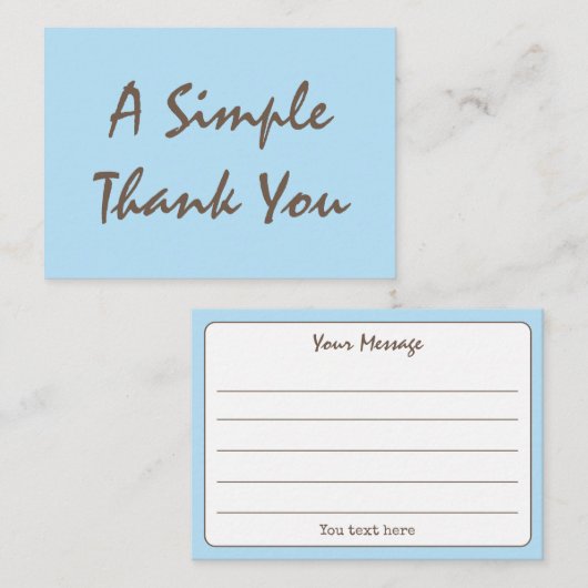 Sky Blue Simple Script Vielen Dank Visitenkarte (Vorne/Hinten)