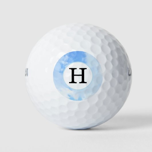 Sky Blue Simple Single Initial Golfball (Vorderseite)