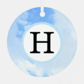 Sky Blue Simple Single Initial Ornament Aus Metall (Rückseite)