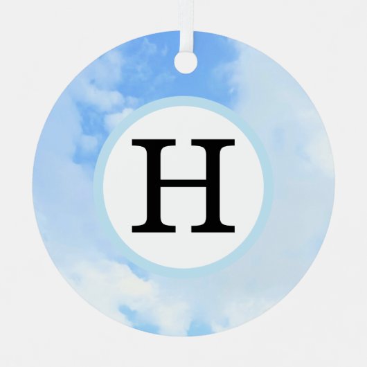 Sky Blue Simple Single Initial Ornament Aus Metall (Vorderseite)