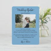 Sky Blue Simple Wedding Update 2 Foto Downsizing Ankündigung (Stehend Vorderseite)