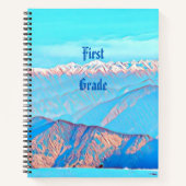 Sky Blue Snow Clad Mountain Range erste Klasse Notizblock (Vorderseite)