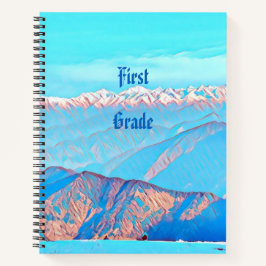 Sky Blue Snow Clad Mountain Range erste Klasse Notizblock