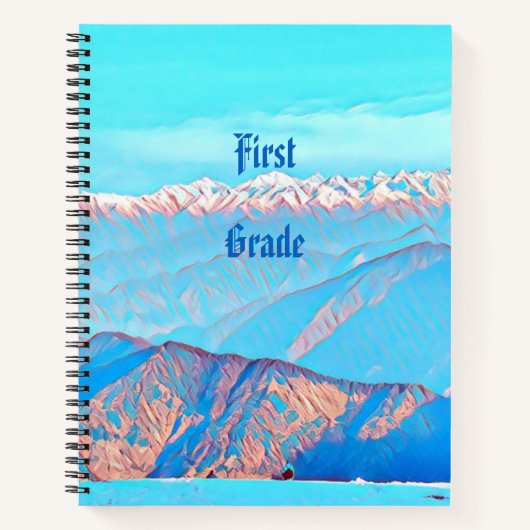 Sky Blue Snow Clad Mountain Range erste Klasse Notizblock (Vorderseite)
