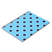 Sky Blue Spiral Notebook mit Navy Polka Dots Notizblock (Linke Seite)