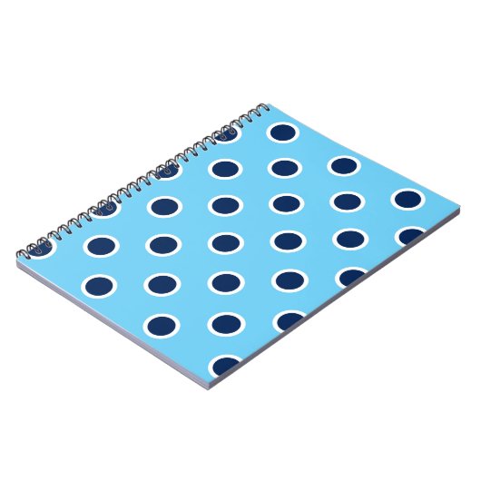 Sky Blue Spiral Notebook mit Navy Polka Dots Notizblock (Linke Seite)