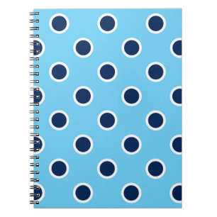 Sky Blue Spiral Notebook mit Navy Polka Dots Notizblock