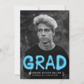 Sky Blue Spray Paint Foto Graduation Party Einladung (Vorderseite)