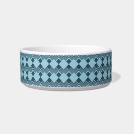 Sky Blue Square and Diamond Checkered Pattern Napf