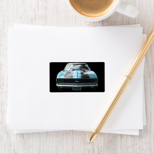 Sky blue SS Camaro mit schwarzen Streifen Adressaufkleber (Insitu)