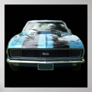Sky blue SS Camaro mit schwarzen Streifen Poster