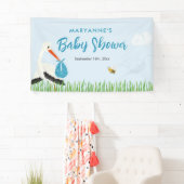 Sky Blue Stork Baby Dusche Banner (Insitu)
