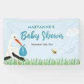 Sky Blue Stork Baby Dusche Banner (Horizontal)