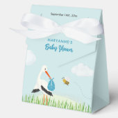 Sky Blue Stork Baby Dusche Custom Geschenkschachtel (Vorderseite)