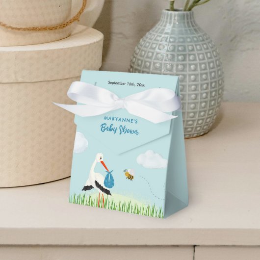 Sky Blue Stork Baby Dusche Custom Geschenkschachtel