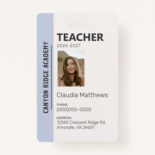 Sky Blue Stripe Homeschool Educator ID Badge Ausweis (Vorderseite)