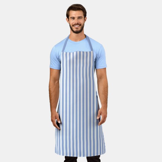 Sky Blue Stripe Pattern Apron Schürze (Getragen)