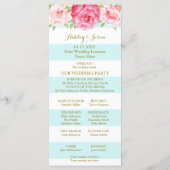 Sky Blue Stripes Pink Watercolor Hochzeitsprogramm Programm (Rückseite)