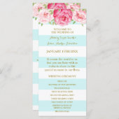 Sky Blue Stripes Pink Watercolor Hochzeitsprogramm Programm (Vorne/Hinten)