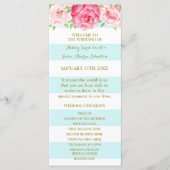 Sky Blue Stripes Pink Watercolor Hochzeitsprogramm Programm (Vorderseite)