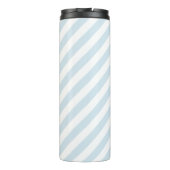 Sky Blue Stripes Script Monogram Thermosbecher (Rückseite)