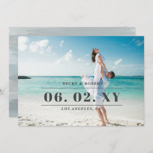 Sky Blue Stylish Simple Modern Typografy Foto Save The Date