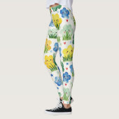 Sky Blue Sunshine Yellow Grassy Green Camouflage Leggings (Links)