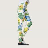 Sky Blue Sunshine Yellow Grassy Green Camouflage Leggings (Rechts)
