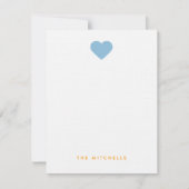Sky Blue Sweet Heart Monogram Stationery Mitteilungskarte (Vorderseite)