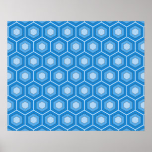 Sky Blue Tiled Hex Poster