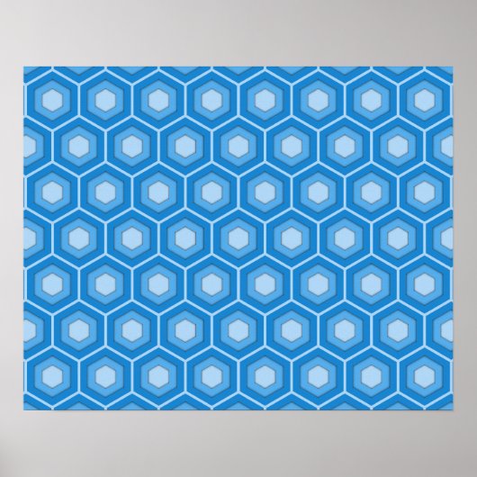 Sky Blue Tiled Hex Poster (Vorne)