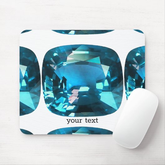 Sky Blue Topaz Cushion Gemstone Mousepad (Mit Mouse)