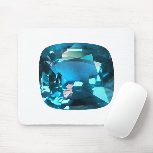 Sky Blue Topaz Cushion Gemstone Mousepad (Mit Mouse)