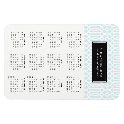 Sky Blue Trellis | Kalenderzeitschrift 2018 Magnet (Horizontal)