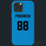 Sky Blue und Black Sports Jersey Case-Mate iPhone Hülle<br><div class="desc">Fügen Sie einen Namen und eine(n) Zahl(n) hinzu, um diese benutzerdefinierte himmelblaue und schwarze Sportjersey inspirierte Telefonzelle zu personalisieren. Es ist ein ausgezeichnetes Geschenk für einen sportlichen Fan oder Sportler. Es stehen die Optionen zur Farbänderung und zum Ändern der Schriftart-Größe zur Verfügung.</div>