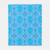 Sky Blue und Cobalt Batik Mandala Muster Fleecedecke (Vorderseite)