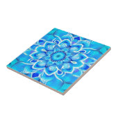 Sky Blue und Cobalt Batik Mandala Muster Fliese (Seite)