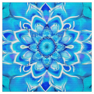 Sky Blue und Cobalt Batik Mandala Muster Stoff